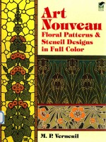 art nouveau floral patte<em>m</em>s and stencil designs in full color
