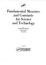 FUNDAMENTAL MEASURES <em>AND</em> CONSTANTS <em>FOR</em> SCIENCE <em>AND</em> TECHNOLOGY