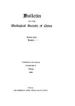 BULLETIN <em>OF</em> THE GEOLOGICAL SOCIETY <em>OF</em> CHINA VOL V