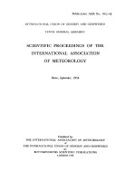 SCIENTIFIC PROSEEDINGS <em>OF</em> THE INTERNATIONAL ASSOCIATION <em>OF</em> METEOROLOGY