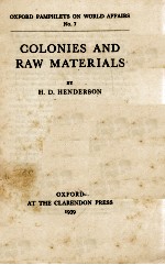 COLONIES <em>AND</em> RAW <em>MATERIALS</em>