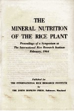 <em>THE</em> MINERAL NUTRITION OF <em>THE</em> RICE PLANT