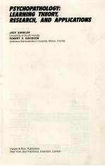 <em>PSYCHOP<em>A</em>THOLOGY</em>:LE<em>A</em>RNING THEORY