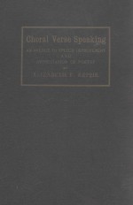 CHORAL VERSE S<em>P</em>EAKING