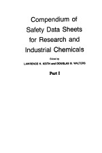 COMPENDIUM OF SAFETY DATA SHEETS FOR RESEARCH AND INDUSTRIA<em>L</em> CHEMICA<em>L</em>S  PART Ⅰ