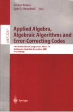 Applied Algebra Algebrai<em>c</em> <em>Algorithms</em> and Error-<em>C</em>orre<em>c</em>t<em>in</em>g <em>C</em>odes