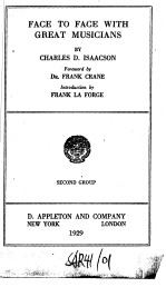 FACE TO FACE <em>WITH</em> GREAT MUSICIANS