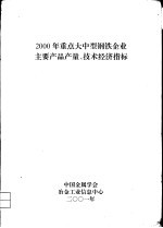<em>2000</em>年重点大中型钢铁企业主要产品产量、技术经济指标