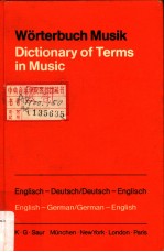 WORTERBUCH MUSIK DICTIONARY OF TERMS <em>IN</em> MUSIC