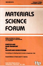 MATERIALS SCIENCE <em>FORUM</em> <em>VOL</em>UME 7（1986） KINETICS AND MASS TRANSPORT IN SILICATEAND OXIDE SYSTEMS