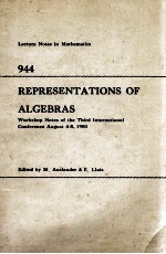 LECTURE NOTES <em>IN</em> MATHEMATICS 944: REPRESENTATIONS <em>OF</em> ALGEBRAS
