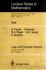 LECTURE NOTES <em>IN</em> MATHEMATICS 1429: LOGIC <em>AND</em> COMPUTER SCIENCE