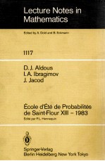 LECTURE NOTES <em>IN</em> M<em>A</em>THEM<em>A</em>TICS 1117: ECOLE D'ETE DE PROB<em>A</em>BILITES DE S<em>A</em><em>IN</em>T-FLOUR XIII - 1983