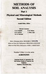 <em>METHODS</em> <em>OF</em> SOIL <em>ANALYSIS</em>: PART 1 PHYSICAL AND MINERALOGICAL <em>METHODS</em>