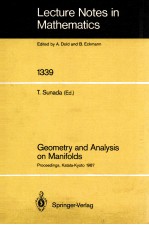 LECTURE NOTES <em>IN</em> MATHEMATICS 1339: GEOMETRY <em>AND</em> ANLYSIS ON MANIFOLDS