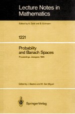 LECTURE NOTES <em>IN</em> MATHEMATICS 1221: PROBABILITY <em>AND</em> BANACH SPACES