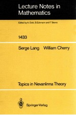 LECTURE NOTES <em>IN</em> MATHEMATICS 1433: TOPICS <em>IN</em> NEVANL<em>IN</em>NA THEORY