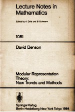 LECTURE NOTES <em>IN</em> MATHEMATICS 1081: MODULAR REPRESENTATION THEORY: NEW TRENDS <em>AND</em> <em>METHODS</em>