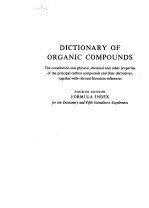DICTIONARY <em>OF</em> ORGANIC COMPOUNDS  <em>FOURTH</em> <em>EDITION</em> FORMULA <em>IN</em>DEX