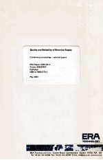 QUALITY <em>AND</em> RELIABILITY OF ELECTRICAL SUPPLY:CONFERENCE PROCEEDINGS-SELECTED PAPERS