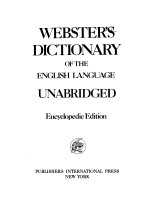 WEBSTER'S DICTIONARY OF THE ENGLISH LANGUAGE UNABRIDGED ENCYCLOPEDIC <em>EDITION</em> 1