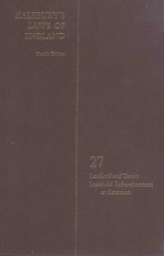 HALSBURY'S LAWS <em>OF</em> ENGLAND <em>VOLUME</em> 27