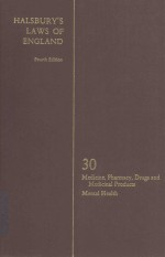 HALSBURY'S LAWS <em>OF</em> ENGLAND <em>VOLUME</em> 30