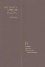 HALSBURY'S LAWS <em>OF</em> ENGLAND <em>VOLUME</em> 17