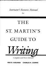 INST<em>RU</em>CTO<em>R'</em>S <em>RE</em>SOU<em>RC</em>E MANNAL FO<em>R </em>THE ST.MA<em>RT</em>IN'S GUI<em>DE</em> TO W<em>RI</em>TING
