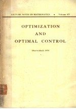 OPTIMIZATION <em>AND</em> OPTIMAL CONTROL  <em>VOLUME</em> 477