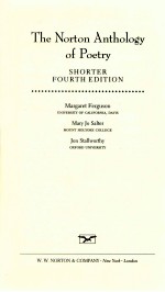 THE NORTON ANTHOLOGY <em>OF</em> POETRY SHORTER <em>FOURTH</em> <em>EDITION</em>
