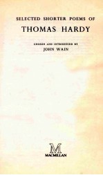 SELECTED SHORTER POEMS OF <em>THOMAS</em> HARDY