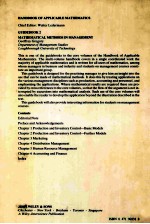 Handbook <em>of</em> Applicable Mathematics Guidebook 2 Mathematical <em>Methods</em> In Management