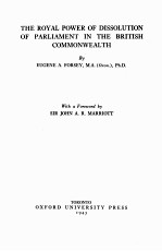 THE ROY<em>AL</em> POWER OF DISSOLUTION OF P<em>AR</em>LI<em>AM</em>ENT IN THE BRITISH COMMONWE<em>AL</em>TH