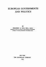 EUROPEAN GOVERN<em>M</em>ENTS AND POLITICS