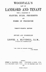 WOODF<em>AL</em>L’S L<em>AW</em> OF L<em>AN</em>DLORD <em>AN</em>D TEN<em>AN</em>T TWENTY-FOURTH EDITION