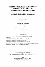 TRANSNATIONAL CONTRACTS  APPLICABLE LAW AND SETTLEMENT <em>OF</em> DISPUTES  A STRUY IN CONFLICT AVOIDANCE  A