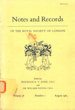 Notes and records <em>of</em> the Royal Society <em>of</em> London Volume 38 Number 1 August 1983