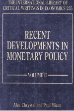 Recent developments <em>in</em> monetary policy <em>volume</em> II