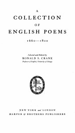 <em>A</em> COLLECTION <em>OF</em> ENGLISH POEMS 1660-1800