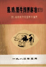 猪、鸡、奶牛饲养标准  试行