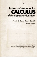 INSTRUCTOR'S MANUAL FOR CALCULUS <em>OF</em> <em>THE</em> <em>ELEMENTARY</em> FUNCTIONS