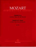Quartet in g minor for piano Violin Viola and Violoncello KV 478 Urtext of the New Mozart <em>edition</em> BA